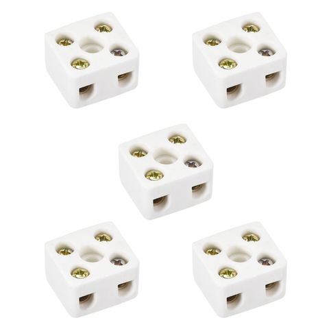 uxcell 5 Pcs 2 Way Ceramics Terminal Blocks High Temp Connectors 21.5x19.5x14.2mm for Electrical Wire Cable ► Foto 1/3