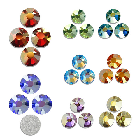 Brillos de diamantes de imitación AB CZ para decoración de uñas, piedras brillantes, parte trasera plana de cristal, sin adhesivo ► Foto 1/6