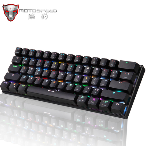 Motospeed-Teclado mecánico para videojuegos, Teclado mecánico para videojuegos CK62 con cable USB/Bluetooth, modo Dual, 61 teclas, retroiluminación LED RGB para PC, ordenador y jugadores ► Foto 1/6