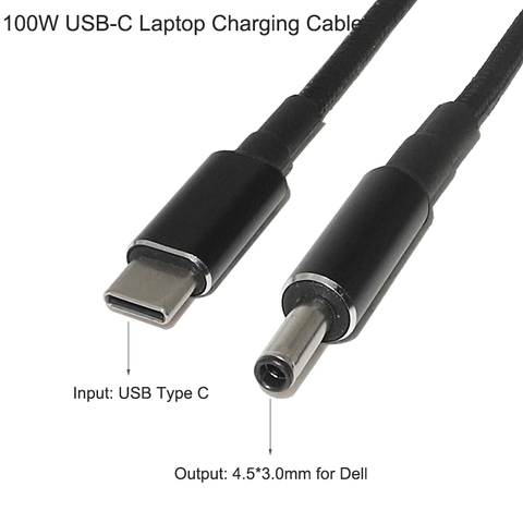 1,8 M 100W USB tipo C de Cable De Carga Rápida para Dell XPS 11 12 13 USB C a 4,5*3,0mm portátil Dc conversor adaptador de corriente Cable ► Foto 1/6