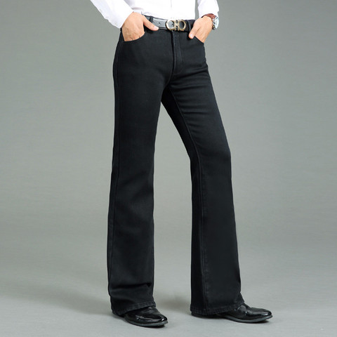 Pantalones vaqueros gruesos con cuernos para hombre, Vaqueros gruesos de terciopelo, Micro cuerno elástico negro, para invierno ► Foto 1/6