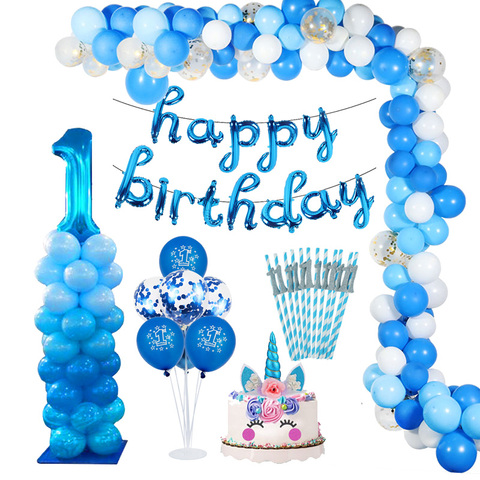 1 año niño cumpleaños Primer Cumpleaños bebé ducha niño decoraciones azul bebé fiesta conjunto cumpleaños fiesta decoraciones niños niña o chico ► Foto 1/6