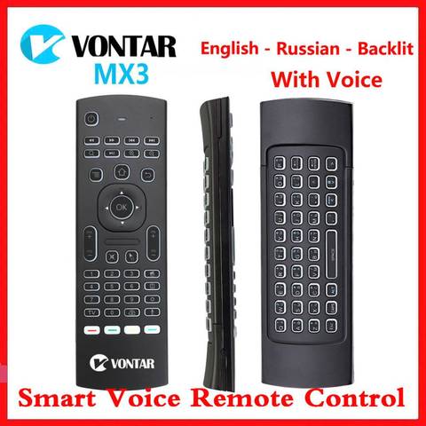 MX3 ratón de aire inteligente Control remoto por voz retroiluminada MX3 Pro 2,4G teclado inalámbrico IR aprendizaje para Android 9,0 caja de TV ► Foto 1/6