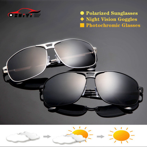 Gafas para conducir de noche para hombre, lentes de sol fotocromáticas polarizadas, cuadradas, con visión nocturna, antideslumbrantes, Anti-UV ► Foto 1/6