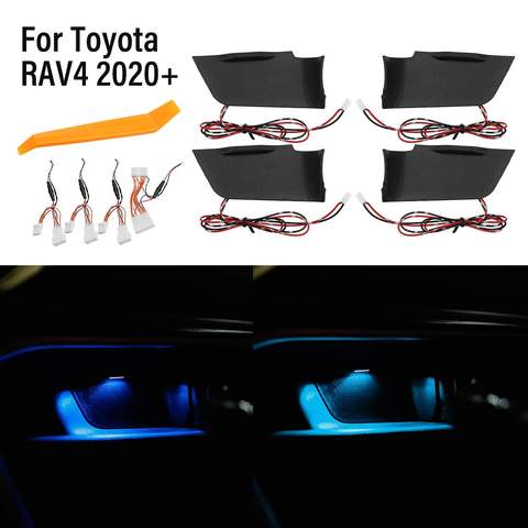 Luces LED para Interior de coche, iluminación de ambiente con reposabrazos, para puerta, tazón, manija, marco de luz para Toyota RAV4 2022 ► Foto 1/6