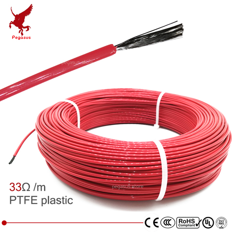 Cable de calefacción de fibra de carbono PTFE, 12k, 33ohm, 5V-220V, cable de calefacción infrarroja de alta calidad, para suelo cálido ► Foto 1/5