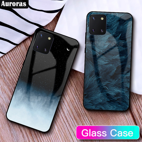 Auroras-funda de cristal templado para Samsung Galaxy Note 10 Lite, cubierta completa con diseño de cielo estrellado y plumas para Samsung Note 10 Lite ► Foto 1/6