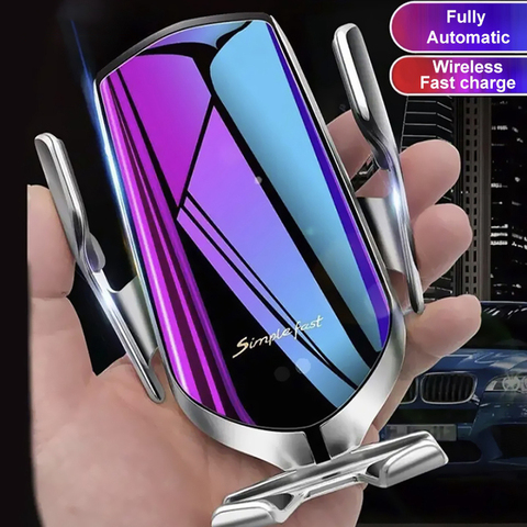 Soporte para cargador de coche inalámbrico QI con sujeción automática, Sensor infrarrojo, soporte de carga rápida para iPhone 8 X XR XS 11 Samsung S10 S9 S8 ► Foto 1/6