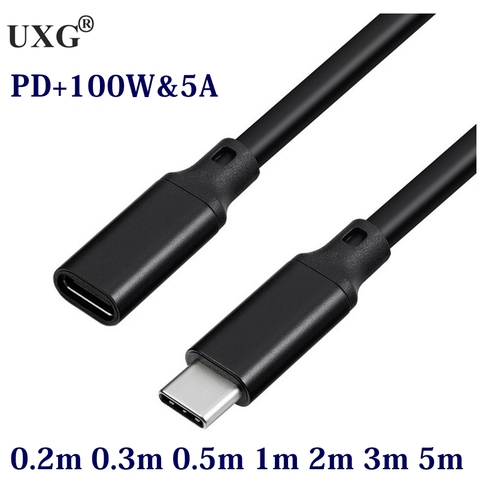 100W PD 5A USB3.1 tipo-C Cable de extensión de 4K @ 60Hz 10Gbps USB-C Gen 2 extensor de Cable para ordenador portátil Macbook Nintendo interruptor ASUS HP ► Foto 1/6