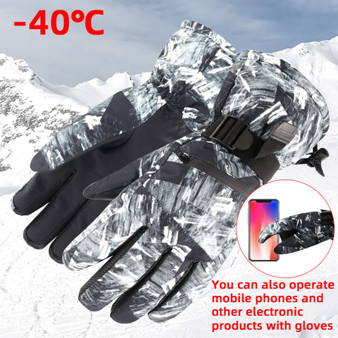 Nuevos guantes de esquí para hombres, guantes de lana para Snowboard, guantes de invierno para moto, a prueba de viento, guantes de nieve Unisex impermeables ► Foto 1/6