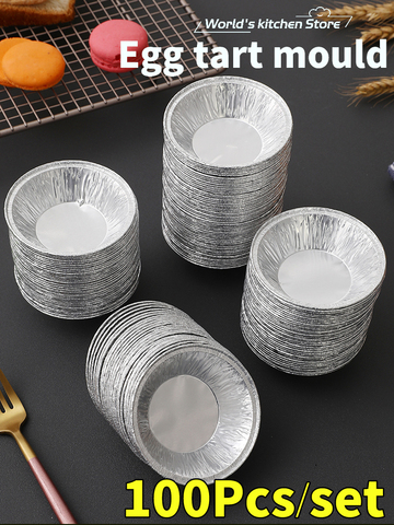 100 unids aluminio desechable baking Tazas huevo tarta Magdalena del alquitrán torta ► Foto 1/6