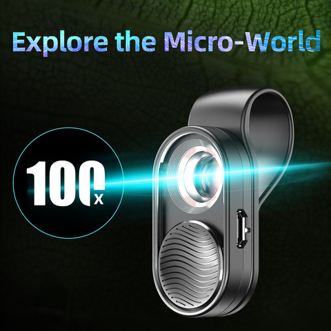 APEXEL100X lente de microscopio de aumento luz LED móvil micro lentes de bolsillo para iPhonex xs max Samsung todos los smartphones ► Foto 1/6