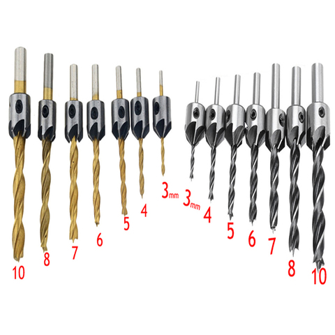 Brocas para avellanado de flauta HSS, herramienta de carpintería, brocas de 3-10MM, 1 Uds. ► Foto 1/6