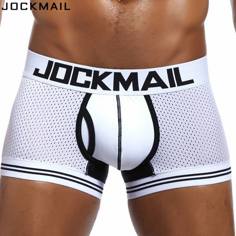 JOCKMAIL-Bóxer de malla para hombre, calzoncillos cortos de algodón con entrepierna transpirable, ropa de dormir gay ► Foto 1/6