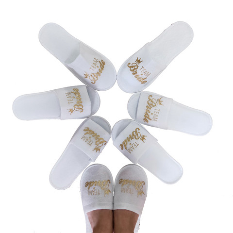 1 par de zapatillas de la novia del equipo para la despedida de soltera suministros nupcial ducha foto props DIY decoración de la boda dama de honor regalo-S ► Foto 1/6