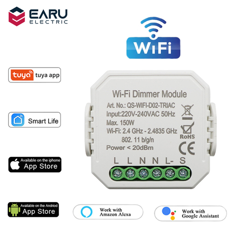 1 canal 1/2 manera DIY WiFi inteligente luz LED Dimmer interruptor regulador por vida inteligente Tuya aplicación remota funciona el Control con Alexa eco de Google ► Foto 1/6