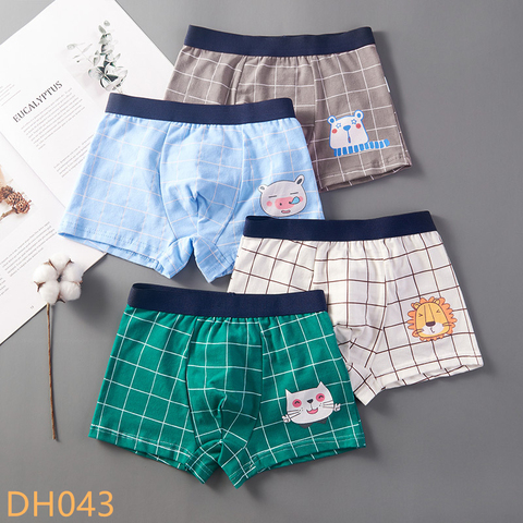 Ropa interior de algodón puro para niños, calzoncillos de estilo Boxer, bragas cómodas, pantalones cortos grandes, 4 piezas ► Foto 1/6