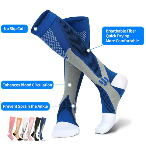 Calcetines deportivos cómodos para hombre y mujer, medias unisex de 20 a 30 mm, ideales para ciclismo, correr, maratón, fútbol, venas varicosas ► Foto 1/6