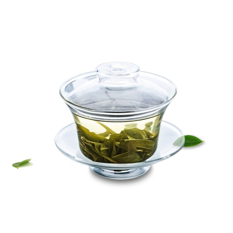 1x de alta calidad sopera de té resistentes al calor Clear Glass Gongfu 100 mL taza de agua la tetera pequeña con platillo y tapa (Gaiwan) ► Foto 1/6