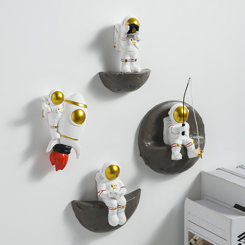 Marco nórdico para decoración de pared, figuras de resina de astronauta, estantes de pared, decoraciones decorativas para sala de estar, estante de pared colgante, regalos ► Foto 1/6