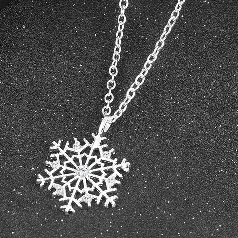 Collares y colgantes de flores de circonia con forma de copo de nieve de cristal para mujer, joyería para mujer, collar de suéter 2022 ► Foto 1/6