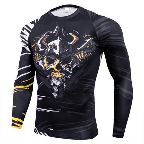 Corriendo hombres camiseta Mma gimnasio Fitness deporte t camisa de manga larga de secado rápido culturismo camiseta para gimnasio Tops ropa deportiva lycra hombre ► Foto 1/6