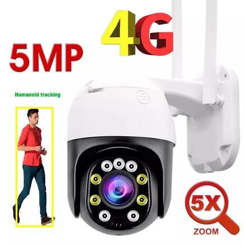 Cámara IP de videovigilancia con WIFI, videocámara PTZ IP de 5MP, 4G, con tarjeta Sim, WIFI ► Foto 1/6