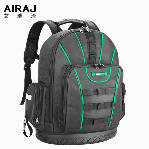 AIRAJ mochila de herramientas, bolsa de herramientas impermeable, bolsa de almacenamiento de parte inferior de goma, mochila con múltiples bolsillos adecuado para bolsa de electricista ► Foto 1/6