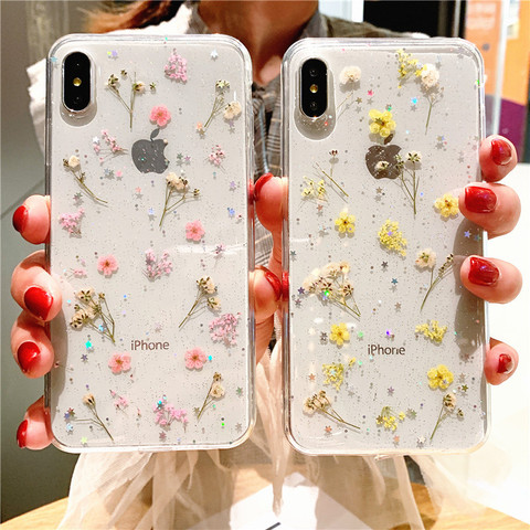 Funda de flores secas para iphone, 11, 12 pro, XS, Max, X, XR, 6s, 7, 8 Plus, SE, 2022 ► Foto 1/6