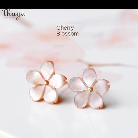 Thaya-pendientes de plata de ley 925 con flor de cerezo para mujer, aretes hipoalergénicos, elegantes, a la moda ► Foto 1/1