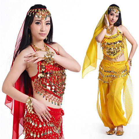 Trajes de danza del vientre para pantalones de oferta mujeres bollywood indian egipcio vientre vestido danza de talla grande para adultos para mujeres 4 Uds ► Foto 1/6