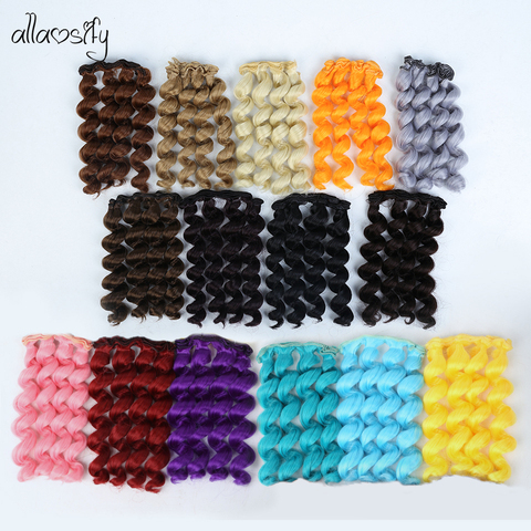 Allaosify 15 cm * 100 cm BJD pelucas negro oro marrón de Color plata Pelo Rizado corto para 1/3, 1/4, 1/6 muñecas DIY ► Foto 1/6