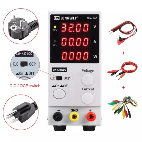 Mini fuente de alimentación de CC LW-K3010DC, 30V/10A, pantalla ajustable de 4 dígitos, conmutación, fuente de alimentación de laboratorio, protección de corriente constante ► Foto 1/6