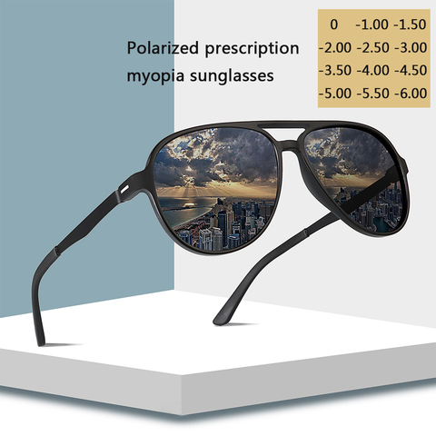 TR90 de aleación de escudo de las mujeres de los hombres gafas de sol polarizadas terminado miopía menos lente graduada 1 A-1-6 ► Foto 1/6