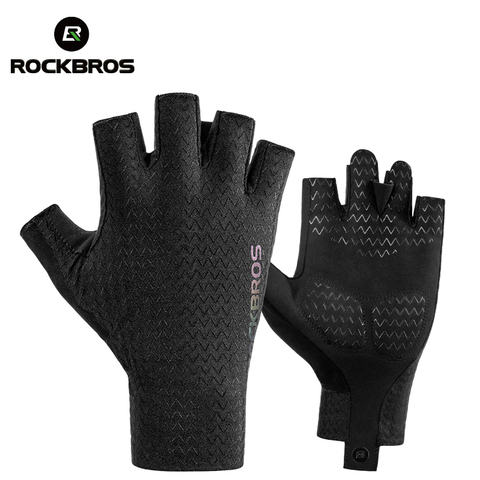 ROCKBROS-guantes de ciclismo transpirables a prueba de golpes para hombre y mujer, almohadilla SBR de medio dedo, para otoño y primavera ► Foto 1/6