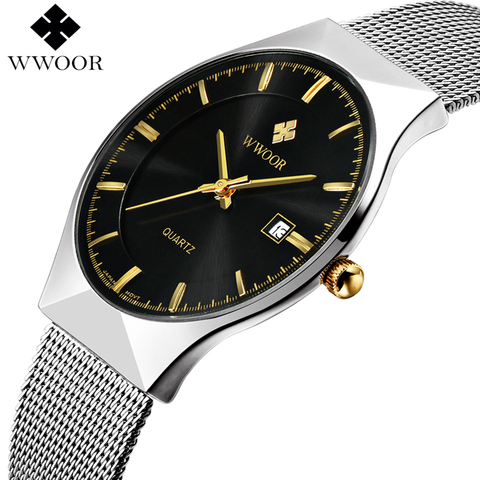 WWOOR-Reloj de pulsera ultradelgado para hombres, cronógrafo de negocios resistente a los arañazos y al agua, mejor marca de lujo, moda masculina, VIP, 8016 ► Foto 1/6