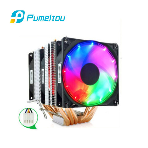 Pumeitou-ventilador de CPU Intel AMD, RGB, compatible con 3 pines, 4 pines, tubo de calor, Enfriador de aluminio, nuevo ► Foto 1/6