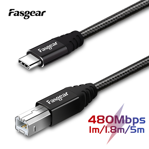Fasgear-Cable USB B para impresora, 5M, USB C a USB B, para Canon, Epson, HP, Samsung ► Foto 1/6