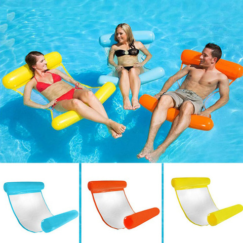 Hamaca de agua flotante tumbona flotador juguetes flotantes inflable Silla de cama plegable en piscina cama hamaca inflable ► Foto 1/6