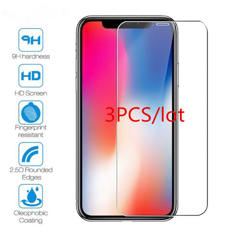 3 piezas de vidrio templado 9H para iPhone 11Pro Max 6 6s 7 8 Plus 5 5s 5c Protector de pantalla para iPhone X XS Max XR película protectora de vidrio ► Foto 1/6