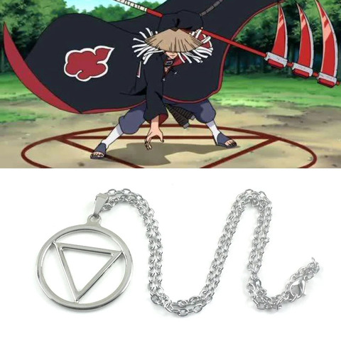 Gargantilla de Anime de Naruto para hombres y mujeres, collar con estilo geométrico circular triangular, Akatsuki, nube roja, Hidan, pendiente de Ninja ► Foto 1/5