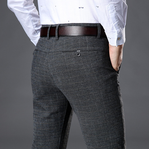 2022 hombres estiramiento pantalones informales a rayas de los hombres de las cuatro estaciones de negocios de alta calidad Pantalones rectos pantalones de harén ► Foto 1/5