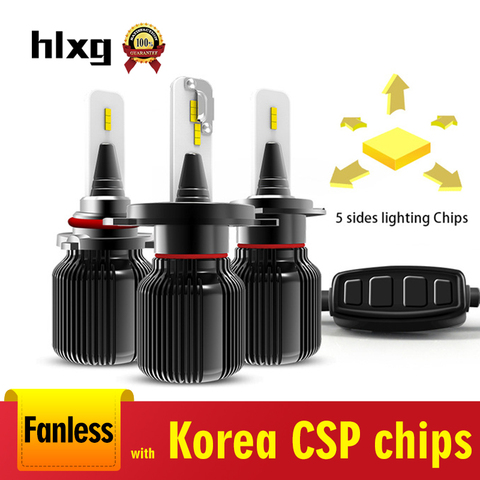 HLXG, 2 unidades, 5 lados de luz, H7 Led H11 CSP, Chip Led, faros de coche, luz Led HB4 9006 H4 H8 Led 24V 8000LM HB3 9005, Bombilla s12v H27 880 ► Foto 1/6