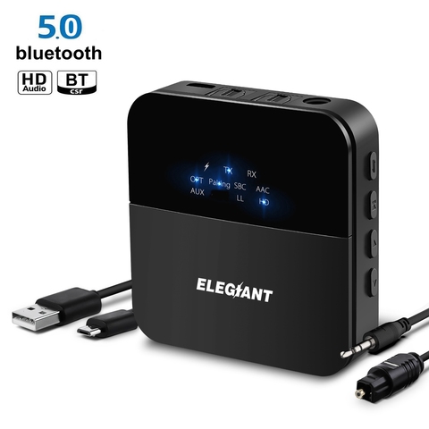 ELEGIANT-receptor y transmisor de Audio bluetooth 5,0, adaptador HD LL, conector óptico Toslink RCA/AUX de 3,5mm para auriculares de coche ► Foto 1/6