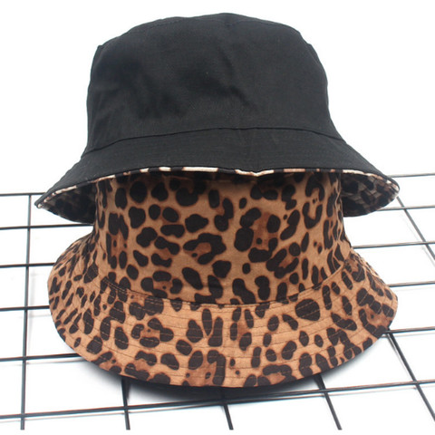 Leopardo Reversible mujer cubo sombrero de Hip Hop, las mujeres sombrero de verano al aire libre pesca Dama de Panamá Casual gorro femenino sombrero ► Foto 1/3