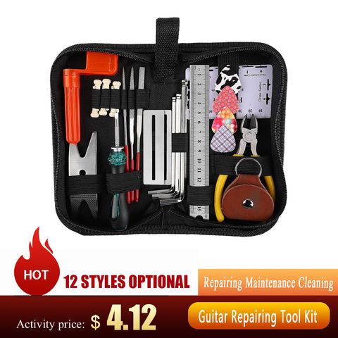 Kit de herramientas de reparación de guitarra eléctrica, guitarra acústica y ukelele, mantenimiento de reparación, Kit de accesorios de limpieza ► Foto 1/6