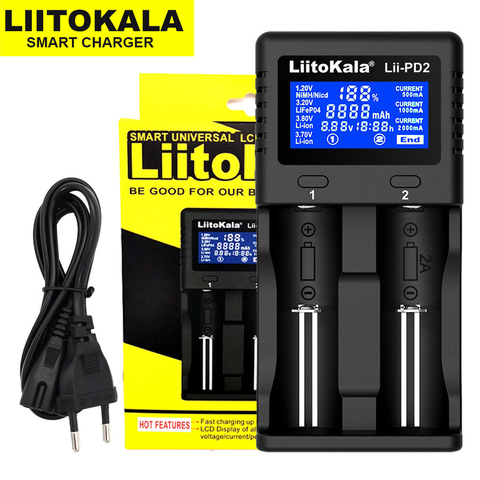 Liitokala-cargador de batería LCD para Lii-PD2, 18650, 3,7 V, 18350, 18500, 21700, 20700B, 10440, 26650, 1,2 V, AA, AAA, NiMH ► Foto 1/6