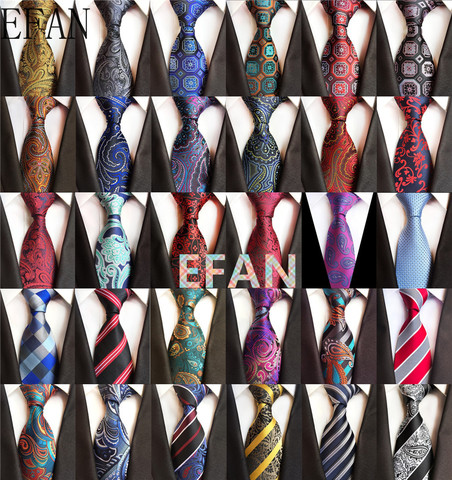 Moda de hombre corbata 8 cm seda corbata tejido Jacquard Floral clásico corbatas para los hombres de negocios Formal boda fiesta novio corbatas ► Foto 1/6