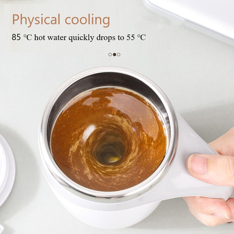 Taza automática de 380ml para café, leche y frutas, mezcladora eléctrica de acero inoxidable, giratoria, magnética ► Foto 1/6