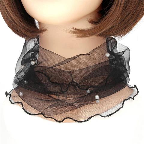 Bufanda transparente elegante para mujer, pañuelo de perlas falsas para decoración, collar de malla, bufanda circular, accesorios de ropa de otoño, 1 unidad ► Foto 1/6